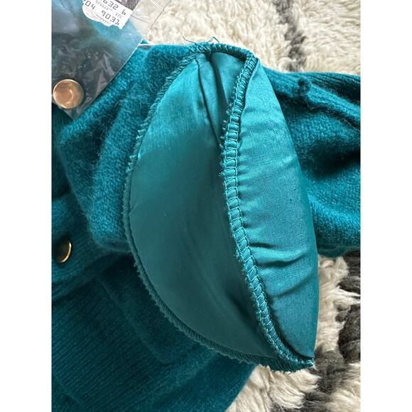 Vintage Lauren Cole Teal Wool angora Cardigan jacket knit blazer gold buttons P - Picture 15 of 15